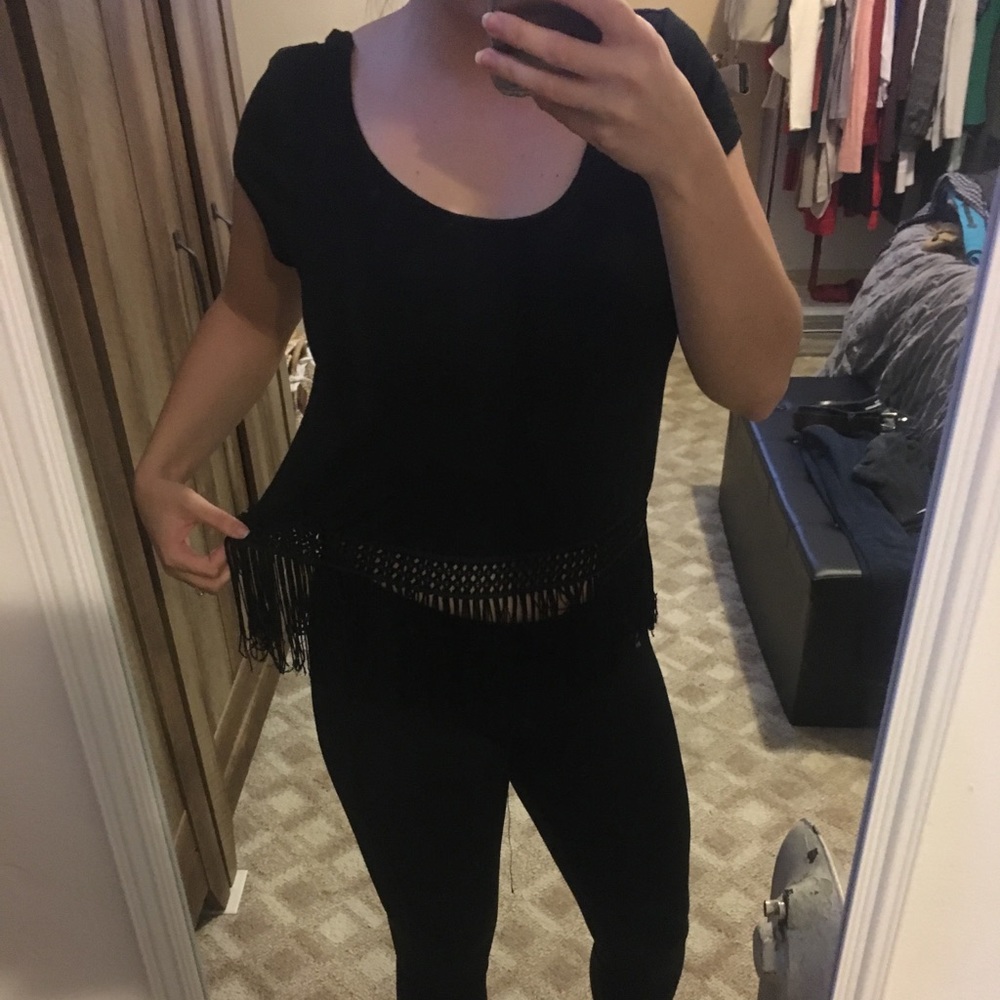 Black frayed shirt
